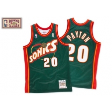 Men's Mitchell and Ness Oklahoma City Thunder #20 Gary Payton Authentic Green SuperSonics Throwback NBA Jersey