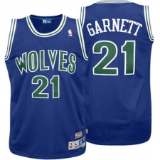 Men's Adidas Minnesota Timberwolves #21 Kevin Garnett Authentic Blue Throwback NBA Jersey
