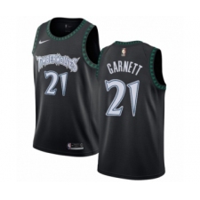 Men's Nike Minnesota Timberwolves #21 Kevin Garnett Authentic Black Hardwood Classics Jersey