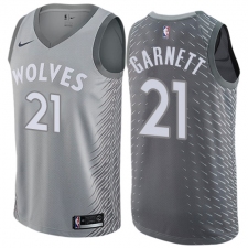 Men's Nike Minnesota Timberwolves #21 Kevin Garnett Authentic Gray NBA Jersey - City Edition