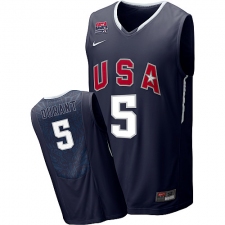 Men's Nike Team USA #5 Kevin Durant Swingman Navy Blue 2010 World Basketball Tournament Jersey