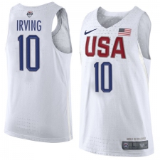 Men's Nike Team USA #10 Kyrie Irving Authentic White 2016 Olympic Basketball Jersey