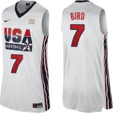 Men's Nike Team USA #7 Larry Bird Authentic White 2012 Olympic Retro Basketball Jersey