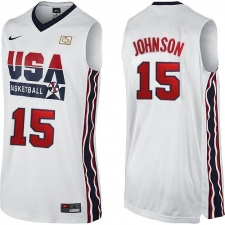 Men's Nike Team USA #15 Magic Johnson Swingman White 2012 Olympic Retro Basketball Jersey