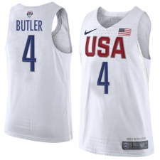 Men's Nike Team USA #4 Jimmy Butler Authentic White 2016 Olympic Basketball Jersey