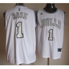 Bulls #1 Derrick Rose White On White Stitched NBA Jersey