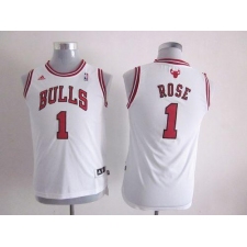Bulls #1 Derrick Rose White Stitched Youth NBA Jersey