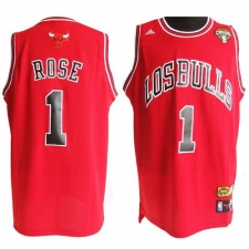 Latin Nights Bulls #1 Derrick Rose Red Stitched NBA Jersey