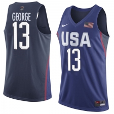 Men's Nike Team USA #13 Paul George Authentic Navy Blue 2016 Olympic Basketball Jersey