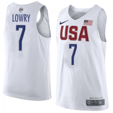 Men's Nike Team USA #7 Kyle Lowry Authentic White 2016 Olympic Basketball Jersey