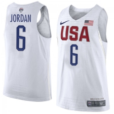 Men's Nike Team USA #6 DeAndre Jordan Swingman White 2016 Olympic Basketball Jersey
