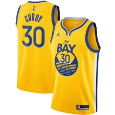 Men's Golden State Warriors #30 Stephen Curry Jordan Brand Gold 2020-21 Swingman Jersey