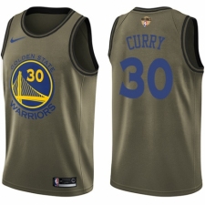 Youth Nike Golden State Warriors #30 Stephen Curry Swingman Green Salute to Service 2018 NBA Finals Bound NBA Jersey