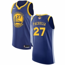 Men's Nike Golden State Warriors #27 Zaza Pachulia Authentic Royal Blue Road 2018 NBA Finals Bound NBA Jersey - Icon Edition