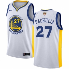 Youth Nike Golden State Warriors #27 Zaza Pachulia Authentic White Home 2018 NBA Finals Bound NBA Jersey - Association Edition