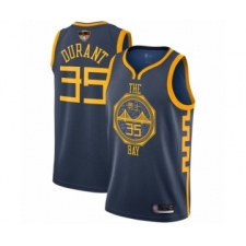 Youth Golden State Warriors #35 Kevin Durant Swingman Navy Blue Basketball 2019 Basketball Finals Bound Jersey - City Edition