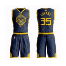 Youth Golden State Warriors #35 Kevin Durant Swingman Navy Blue Basketball Suit 2019 Basketball Finals Bound Jersey - City Edition