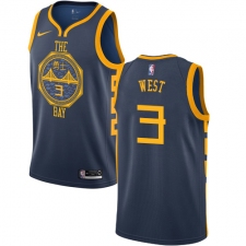 Men's Nike Golden State Warriors #3 David West Swingman Navy Blue NBA Jersey - City Edition