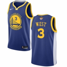 Youth Nike Golden State Warriors #3 David West Swingman Royal Blue Road 2018 NBA Finals Bound NBA Jersey - Icon Edition