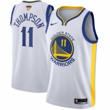 Men's Nike Golden State Warriors #11 Klay Thompson Authentic White Home 2018 NBA Finals Bound NBA Jersey - Association Edition