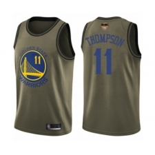 Youth Golden State Warriors #11 Klay Thompson Swingman Green Salute to Service 2019 Basketball Finals Bound Basketball Jersey