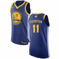 Youth Nike Golden State Warriors #11 Klay Thompson Authentic Royal Blue Road 2018 NBA Finals Bound NBA Jersey - Icon Edition