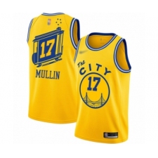Men's Golden State Warriors #17 Chris Mullin Authentic Gold Hardwood Classics Basketball Jersey - The City Classic Edition