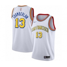 Men's Golden State Warriors #13 Wilt Chamberlain Authentic White Hardwood Classics Basketball Jersey - San Francisco Classic Edition
