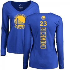NBA Women's Nike Golden State Warriors #23 Mitch Richmond Royal Blue Backer Long Sleeve T-Shirt