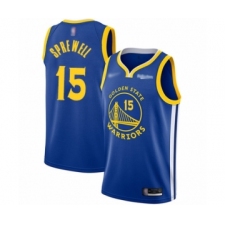 Men's Golden State Warriors #15 Latrell Sprewell Authentic Royal Finished Basketball Jersey - Icon Edition