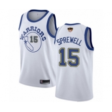 Men's Golden State Warriors #15 Latrell Sprewell Swingman White Hardwood Classics 2019 Basketball Finals Bound Basketball Jersey