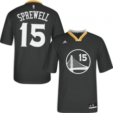 Women's Adidas Golden State Warriors #15 Latrell Sprewell Authentic Black Alternate NBA Jersey