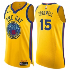 Women's Nike Golden State Warriors #15 Latrell Sprewell Swingman Gold NBA Jersey - City Edition
