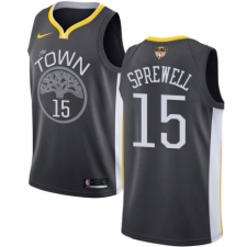 Youth Nike Golden State Warriors #15 Latrell Sprewell Swingman Black Alternate 2018 NBA Finals Bound NBA Jersey - Statement Edition