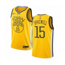 Youth Nike Golden State Warriors #15 Latrell Sprewell Yellow Swingman Jersey - Earned Edition