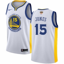 Youth Nike Golden State Warriors #15 Damian Jones Authentic White Home 2018 NBA Finals Bound NBA Jersey - Association Edition