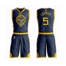 Men's Golden State Warriors #5 Kevon Looney Swingman Navy Blue Basketball Suit 2019 Basketball Finals Bound Jersey - City Edition