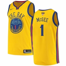 Men's Nike Golden State Warriors #1 JaVale McGee Authentic Gold 2018 NBA Finals Bound NBA Jersey - City Edition