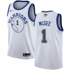 Men's Nike Golden State Warriors #1 JaVale McGee Authentic White Hardwood Classics 2018 NBA Finals Bound NBA Jersey