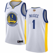 Women's Nike Golden State Warriors #1 JaVale McGee Authentic White Home 2018 NBA Finals Bound NBA Jersey - Association Edition