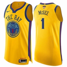 Youth Nike Golden State Warriors #1 JaVale McGee Swingman Gold 2018 NBA Finals Bound NBA Jersey - City Edition