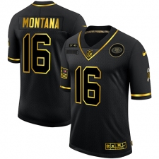Men's San Francisco 49ers #16 Joe Montana Olive Gold Nike 2020 Salute To Service Limited Jersey