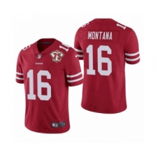 Men's San Francisco 49ers #16 Joe Montana Red 2021 75th Anniversary Vapor Untouchable Limited Jersey