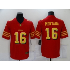 Men's San Francisco 49ers #16 Joe Montana Red Gold Untouchable Limited Jersey