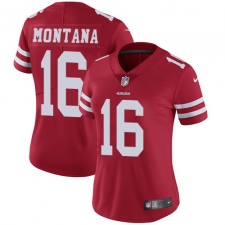 Women's Nike San Francisco 49ers #16 Joe Montana Elite Red Team Color NFL Jersey