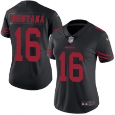 Women's Nike San Francisco 49ers #16 Joe Montana Limited Black Rush Vapor Untouchable NFL Jersey