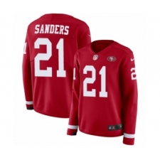 Women's Nike San Francisco 49ers #21 Deion Sanders Limited Red Therma Long Sleeve NFL Jersey