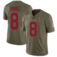 Men's Nike San Francisco 49ers #8 Steve Young Limited Olive 2017 Salute to Service NFL Jersey