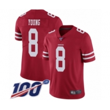 Men's San Francisco 49ers #8 Steve Young Red Team Color Vapor Untouchable Limited Player 100th Season Football Jersey