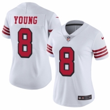 Women's Nike San Francisco 49ers #8 Steve Young Limited White Rush Vapor Untouchable NFL Jersey